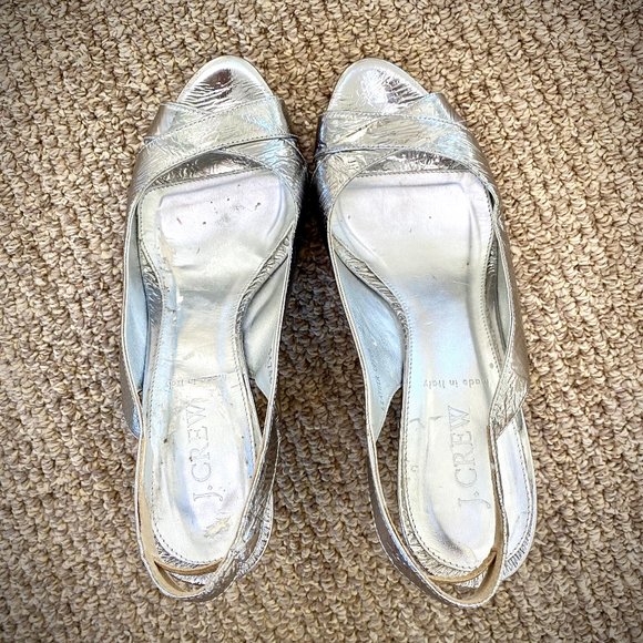 J. Crew RARE Colette Mirror Platform Metallic Silver Slingback Pumps - Picture 9 of 16